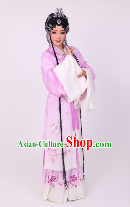 Chinese Traditional Peking Opera Diva Costume Ancient Princess Lilac Dress for Women