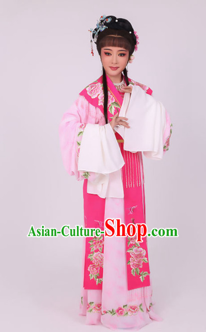 Chinese Traditional Peking Opera Diva Costume Ancient Princess Embroidered Rosy Dress for Women