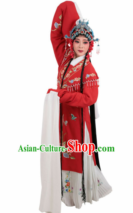 Chinese Traditional Peking Opera Actress Red Dress Ancient Imperial Consort Embroidered Costume for Women