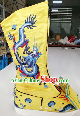 Chinese Traditional Beijing Opera Niche Embroidered Boots Ancient Emperor Shoes for Adults