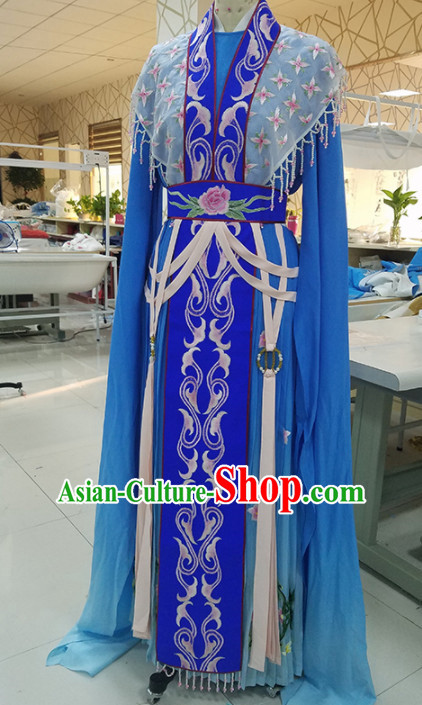 Chinese Traditional Peking Opera Actress Royalblue Dress Ancient Court Queen Embroidered Costume for Women