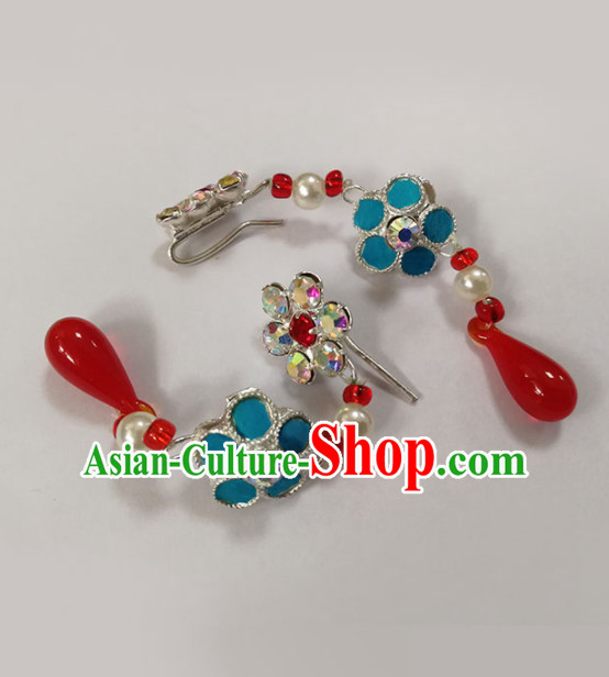 Chinese Ancient Queen Plum Earrings Traditional Beijing Opera Diva Ear Accessories for Adults