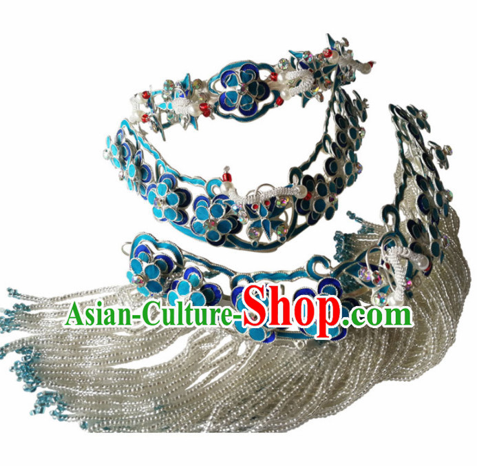 Chinese Ancient Queen Hairpins Traditional Beijing Opera Diva Hair Temples Accessories for Adults