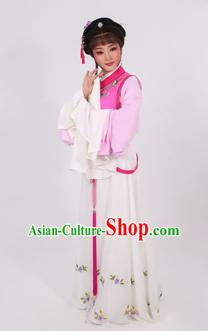 Chinese Traditional Peking Opera Young Lady Rosy Dress Ancient Maidservants Embroidered Costume for Women