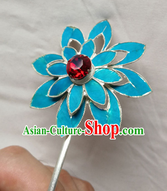 Chinese Ancient Queen Octagon Flower Hairpins Traditional Beijing Opera Diva Hair Accessories for Adults