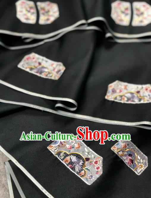 Traditional Chinese Satin Classical Embroidered Sakura Pattern Design Black Brocade Fabric Asian Silk Fabric Material