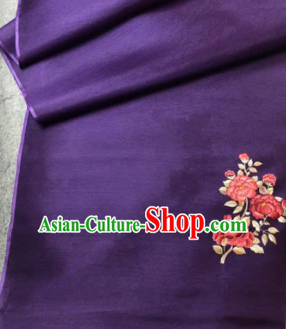Traditional Chinese Satin Classical Embroidered Pattern Design Purple Brocade Fabric Asian Silk Fabric Material