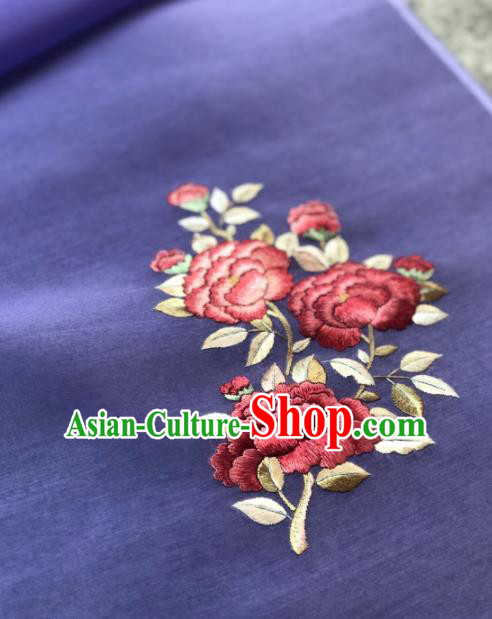 Traditional Chinese Satin Classical Embroidered Pattern Design Violet Brocade Fabric Asian Silk Fabric Material
