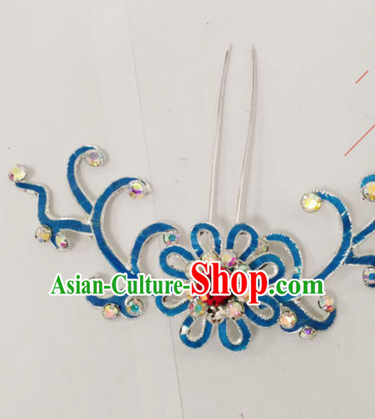 Chinese Traditional Beijing Opera Diva Hair Accessories Ancient Queen Red Crystal Hairpins for Women