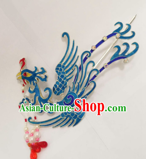 Chinese Traditional Beijing Opera Hair Accessories Ancient Queen Phoenix Tassel Hairpins for Women