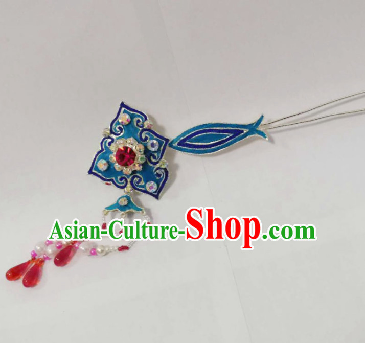 Chinese Traditional Beijing Opera Hair Accessories Ancient Queen Tassel Hairpins for Women