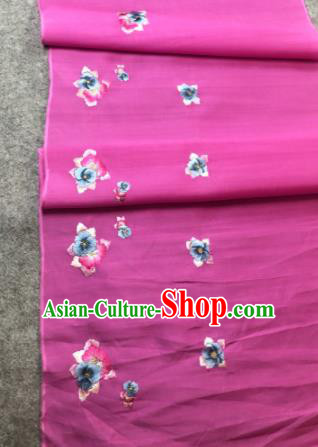 Traditional Chinese Rosy Silk Fabric Classical Embroidered Flowers Pattern Design Brocade Fabric Asian Satin Material