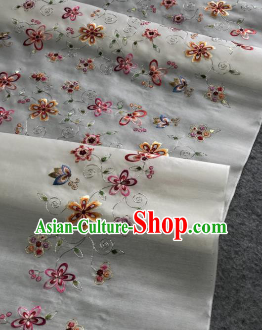 Traditional Chinese Silk Fabric Classical Embroidered Flowers Pattern Design Brocade Fabric Asian Satin Material