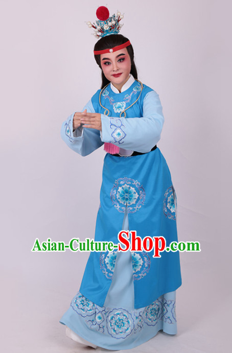 Chinese Traditional Beijing Opera Niche Jia Baoyu Embroidered Blue Robe Ancient Number One Scholar Costume for Men