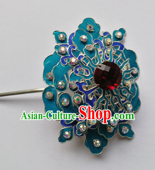 Chinese Ancient Queen Red Crystal Hairpins Traditional Beijing Opera Diva Hair Accessories for Adults