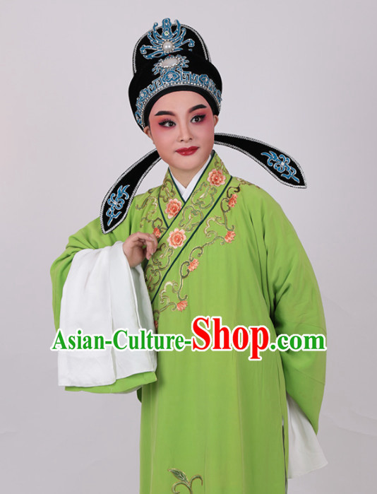 Chinese Traditional Beijing Opera Niche Nobility Childe Embroidered Green Robe Ancient Scholar Costume for Men