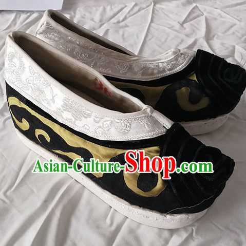 Chinese Traditional Beijing Opera Satin Shoes Ancient Princess Hanfu Embroidered Shoes for Adults