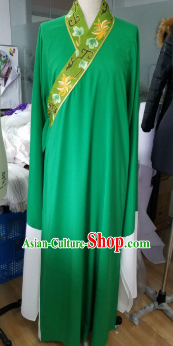 Chinese Traditional Beijing Opera Niche Embroidered Green Robe Ancient Scholar Nobility Childe Costume for Men