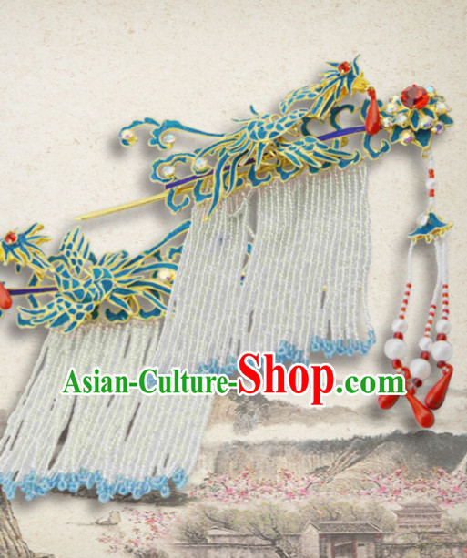 Chinese Ancient Palace Phoenix Tassel Hairpins Queen Hair Clip Traditional Beijing Opera Diva Court Hair Accessories for Adults