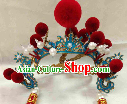 Chinese Ancient General Helmet Traditional Beijing Opera Takefu Hat Hair Accessories for Adults