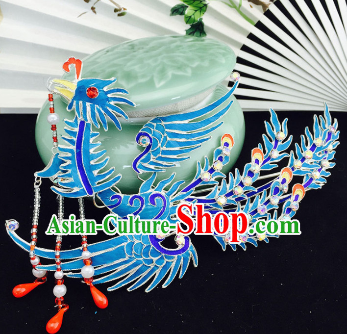 Chinese Ancient Princess Tassel Hairpins Palace Phoenix Hair Clip Traditional Beijing Opera Diva Court Hair Accessories for Adults