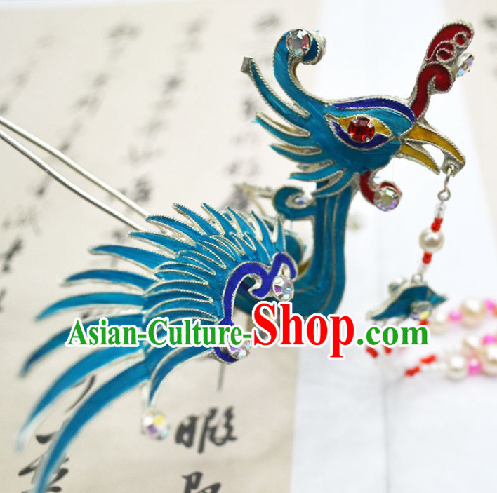 Chinese Ancient Princess Phoenix Tassel Hairpins Palace Hair Clip Traditional Beijing Opera Diva Court Hair Accessories for Adults