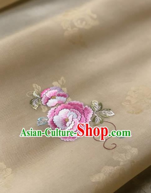 Traditional Chinese Yellow Silk Fabric Classical Embroidered Pattern Design Brocade Fabric Asian Satin Material