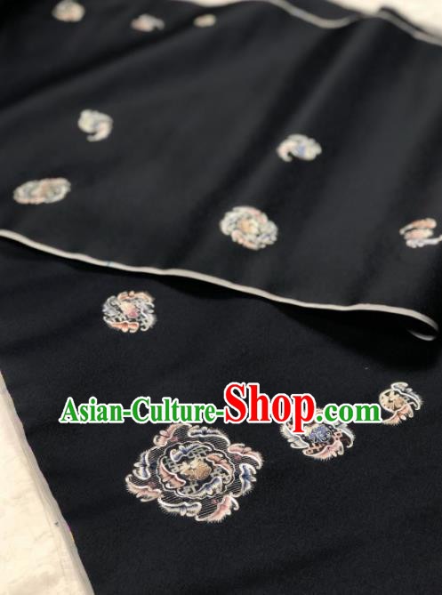 Traditional Chinese Embroidered Silk Fabric Classical Pattern Design Black Brocade Fabric Asian Satin Material