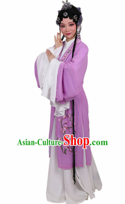 Chinese Traditional Peking Opera Actress Embroidered Purple Dress Ancient Princess Peri Costume for Women