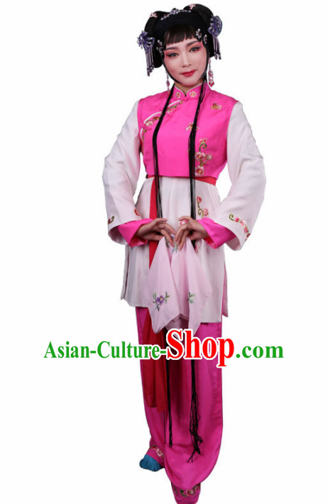 Chinese Traditional Peking Opera Young Lady Embroidered Dress Ancient Maidservants Costume for Women