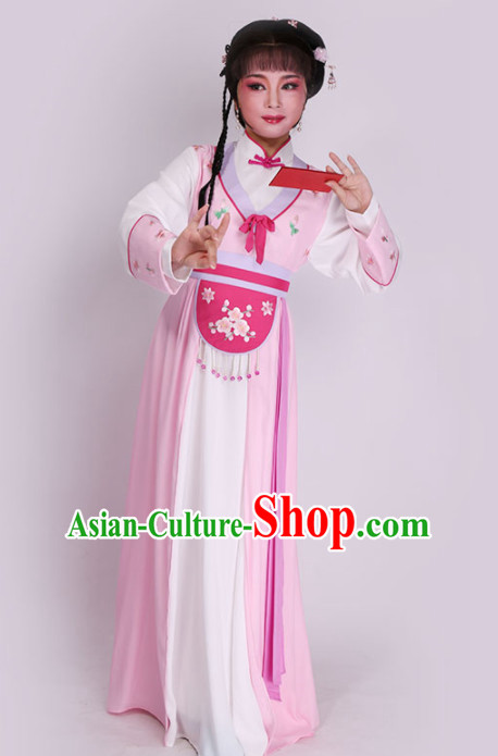 Chinese Traditional Peking Opera Diva Pink Dress Ancient Court Maid Embroidered Costume for Women