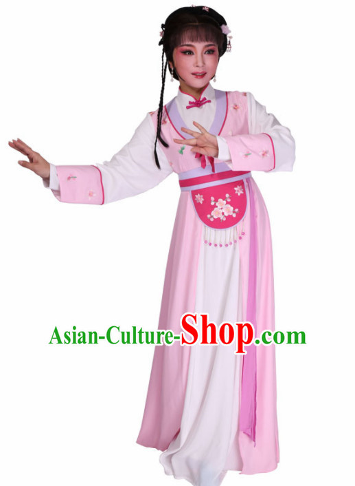 Chinese Traditional Peking Opera Diva Pink Dress Ancient Court Maid Embroidered Costume for Women