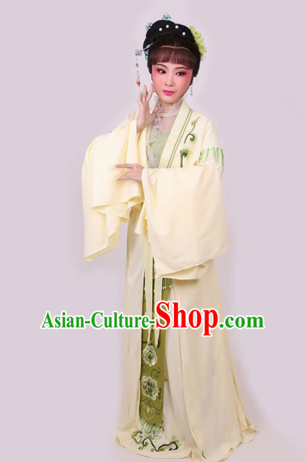 Chinese Traditional Peking Opera Princess Yellow Dress Ancient Court Lady Embroidered Costume for Women