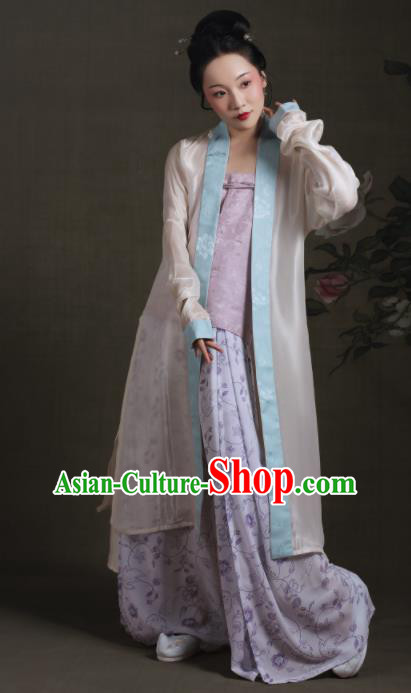 Chinese Ancient Song Dynasty Young Lady Hanfu Dress Traditional Rich Dowager Replica Costume for Women