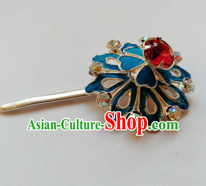 Chinese Ancient Palace Princess Red Crystal Hairpins Traditional Beijing Opera Diva Headwear Hair Accessories for Adults