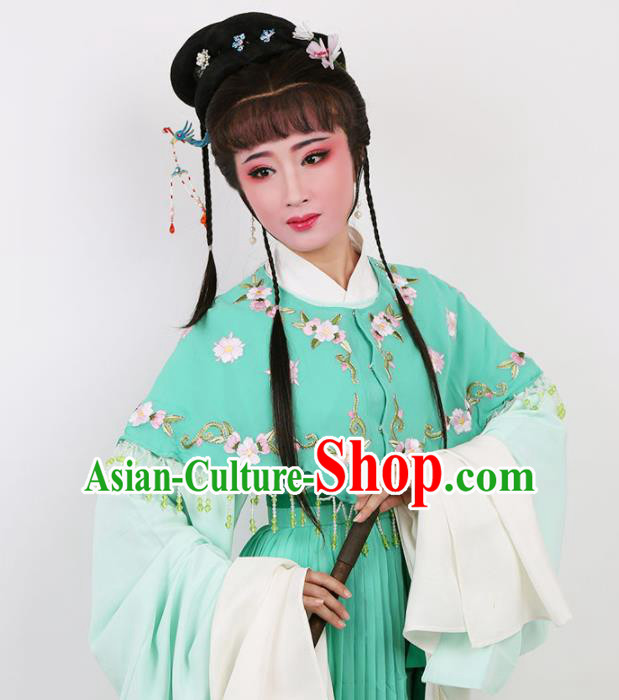 Chinese Traditional Opera Court Lady Green Dress Ancient Beijing Opera Diva Embroidered Costume for Women