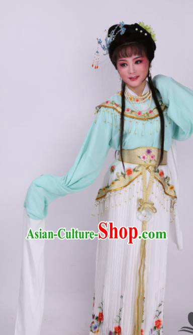 Chinese Traditional Opera Imperial Consort Green Dress Ancient Beijing Opera Diva Embroidered Costume for Women