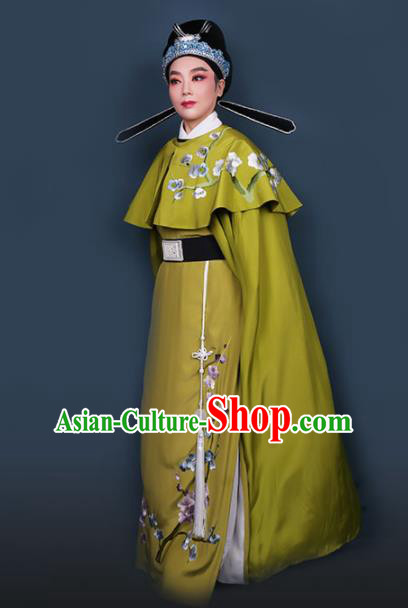 Chinese Traditional Beijing Opera Niche Olive Green Robe Ancient Scholar Nobility Childe Costume for Men