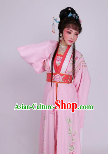 Chinese Traditional Opera Nobility Lady Pink Dress Ancient Beijing Opera Diva Embroidered Costume for Women
