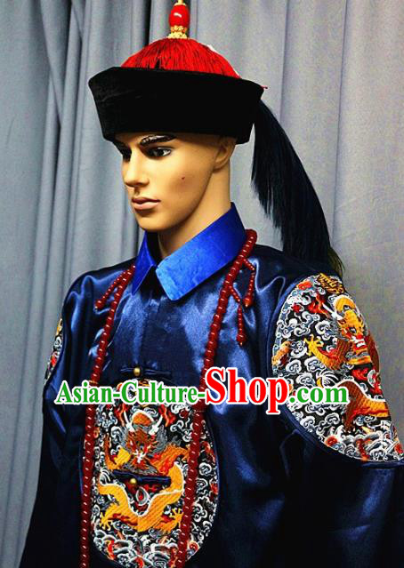 Chinese Traditional Drama Costume Ancient Qing Dynasty Manchu Royal Highness Clothing for Men