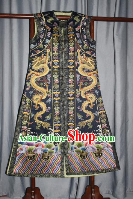 Chinese Traditional Drama Manchu Empress Embroidered Vest Ancient Qing Dynasty Queen Costume for Women