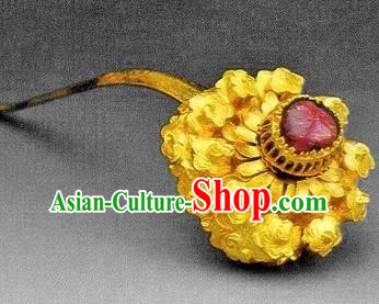 Chinese Ancient Palace Princess Golden Hairpins Traditional Hanfu Hair Accessories for Women