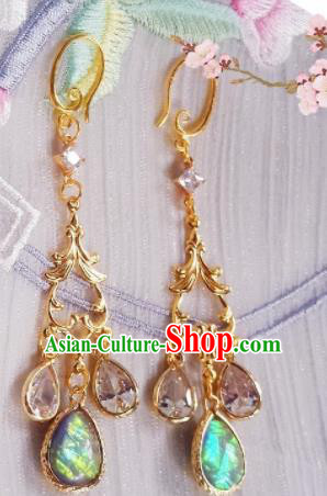 Chinese Ancient Palace Princess Golden Earrings Traditional Hanfu Jewelry Accessories for Women