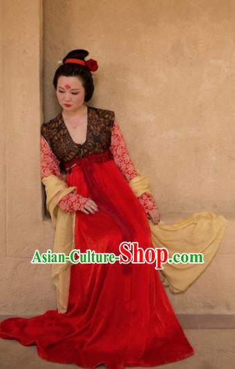 Chinese Ancient Tang Dynasty Las Meninas Replica Costume Traditional Court Lady Hanfu Dress for Women