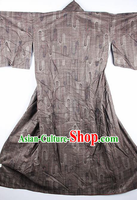 Japanese Traditional Printing Brown Kimono Asian Japan National Yukata Costume for Men