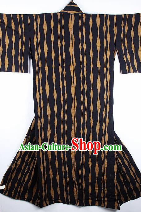 Japanese Traditional Stripe Black Kimono Asian Japan National Yukata Costume for Men