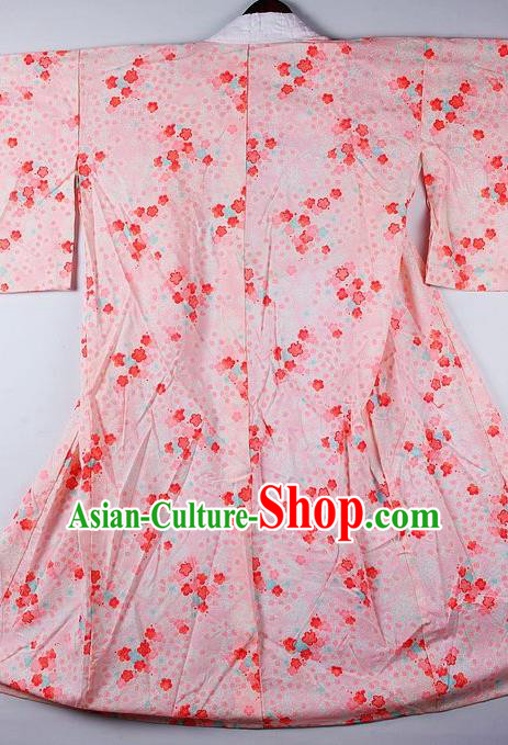 Japanese Traditional Ceremony Costume Printing Sakura Pink Furisode Kimono Asian Japan National Yukata Dress for Women