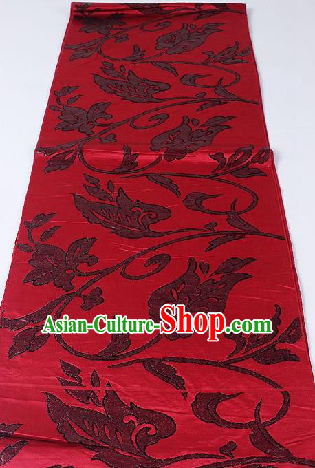 Japanese Kimono Classical Cirrus Pattern Design Red Brocade Belt Asian Japan Traditional National Yukata Waistband for Women