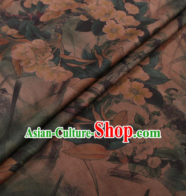 Traditional Chinese Classical Pear Flowers Pattern Design Gambiered Guangdong Gauze Asian Brocade Silk Fabric