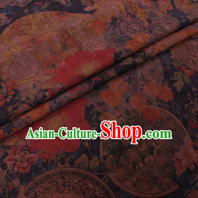 Traditional Chinese Classical Flowers Pattern Design Gambiered Guangdong Gauze Asian Brocade Silk Fabric